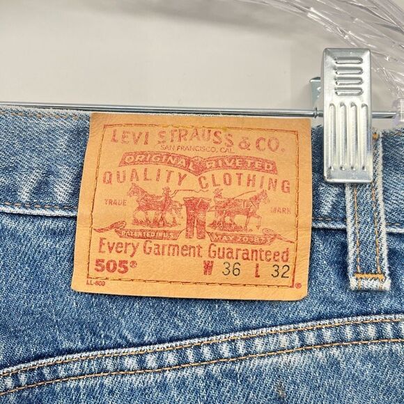 Vintage Levi's 550 Jeans Blue Denim Straight Leg Cotton Black Batwing Mens 36x32 - Picture 5 of 8